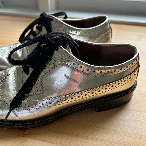Marni Silver Metallic Brogue Lace Ups Size 40.5 - Picture 10 of 11
